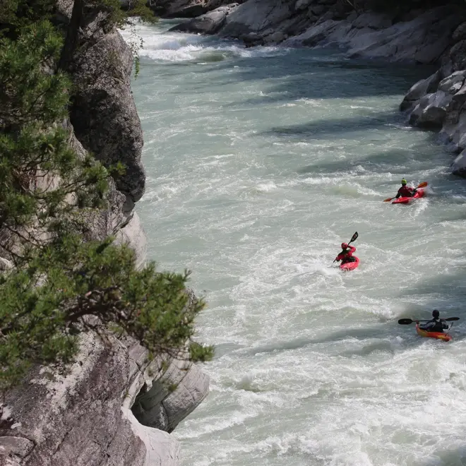 Soja, Norway - July 30, 2014: SJOA - AUG 12: Kayaking on the Sjoa river in Norway. Aug 12, 2015 in Sjoa river, Norway