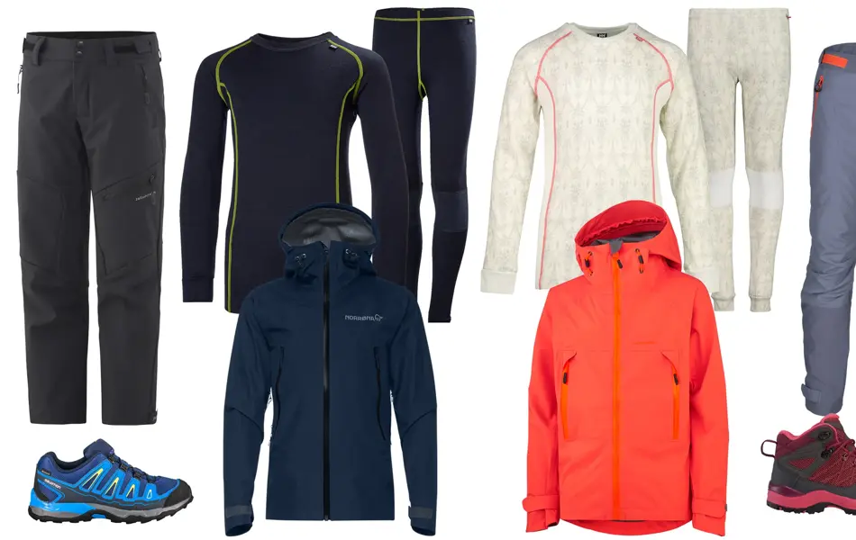 Collage av produkter til aktive dager