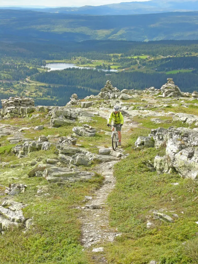 Sykkel i terreng med utsikt over Skeikampen