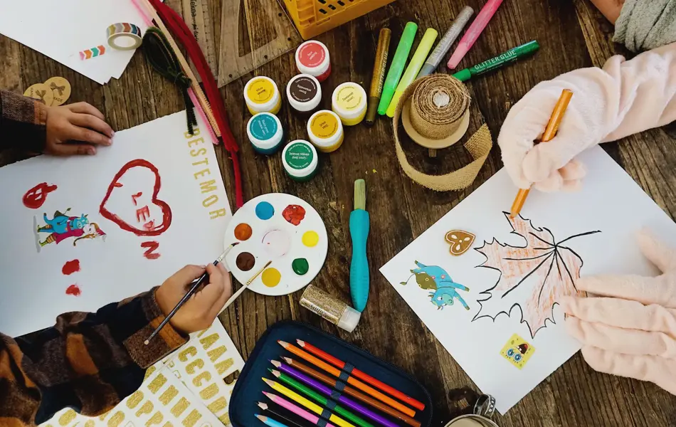 detaljbilde av fargeleggingsbord