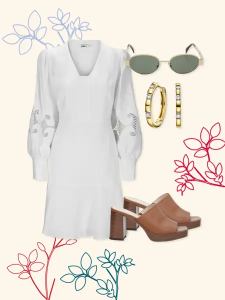 Kollasj med antrekk til dame.