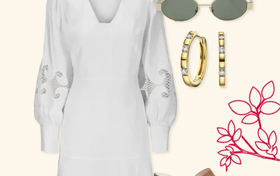 Kollasj med antrekk til dame.