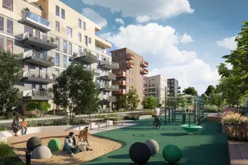 Parkområde med mennesker