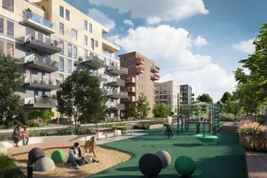 Parkområde med mennesker