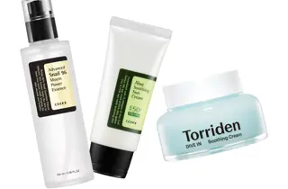 Utvalg av hudpleieprodukter fra COSRX og Torriden.