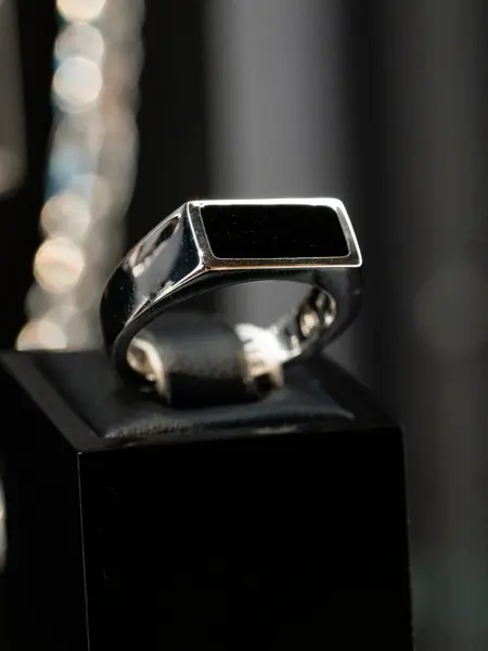 Thune signet-ring til ham 1495 Sølvring med onyx-1