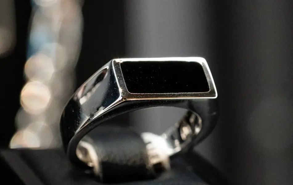 Thune signet-ring til ham 1495 Sølvring med onyx-1