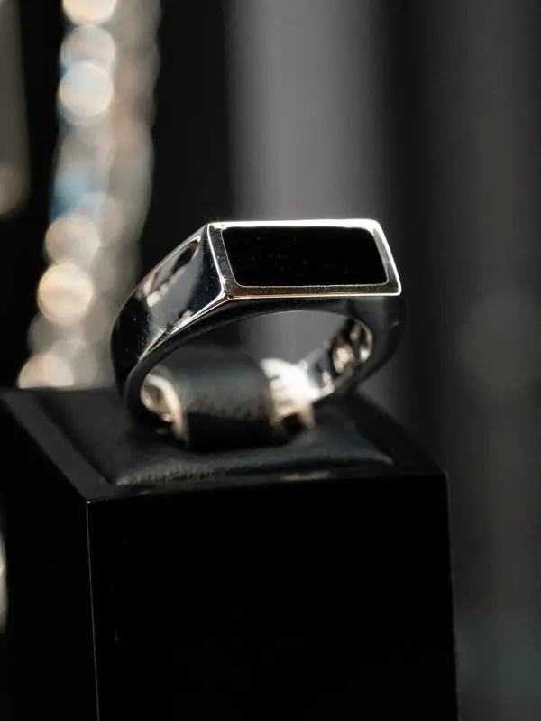 Thune signet-ring til ham 1495 Sølvring med onyx-1