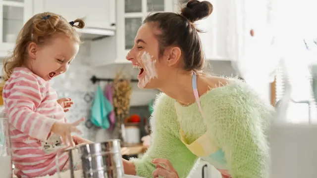 Having fun with flour in the kitchen