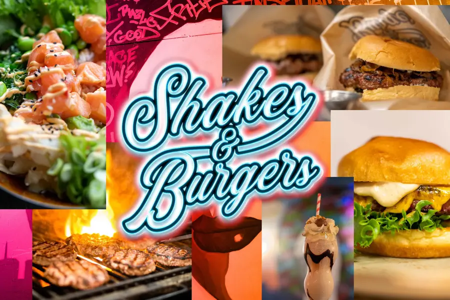 Shakes and burgers Kollage med burgere, hakes og pokeball