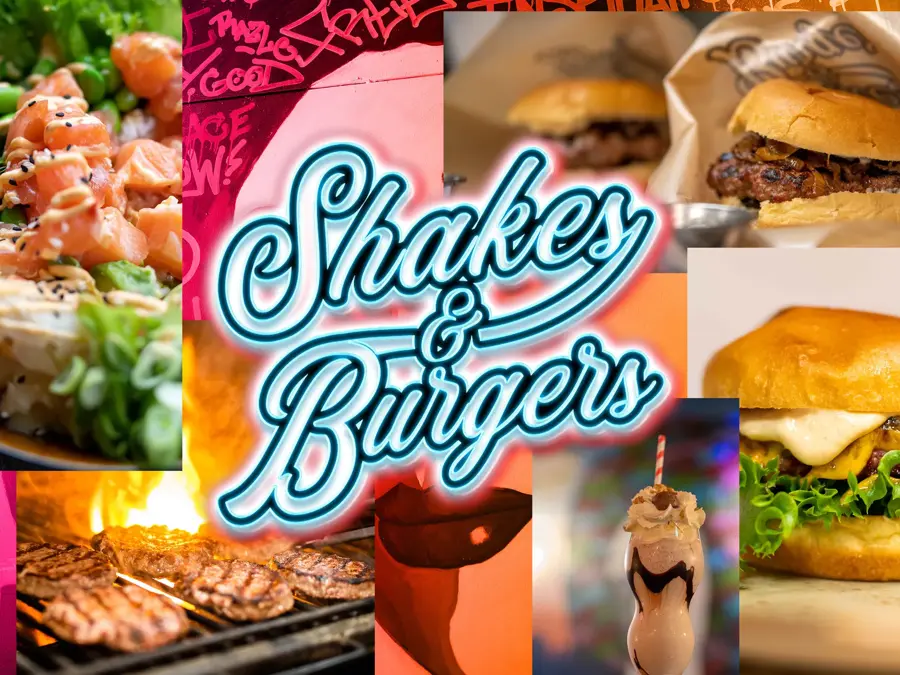 Shakes and burgers Kollage med burgere, hakes og pokeball