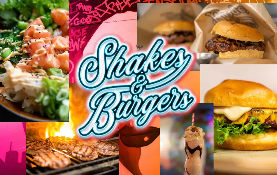 Shakes and burgers Kollage med burgere, hakes og pokeball