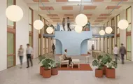 Illustrasjonsbilde som viser atriumet i eiendommen Triaden Helsetorg på Lørenskog.
