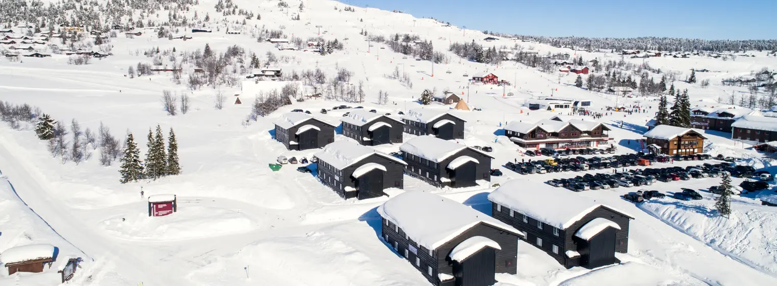 Oversiktsbildet av Skeikampen og boligprosjektet Skitorget.