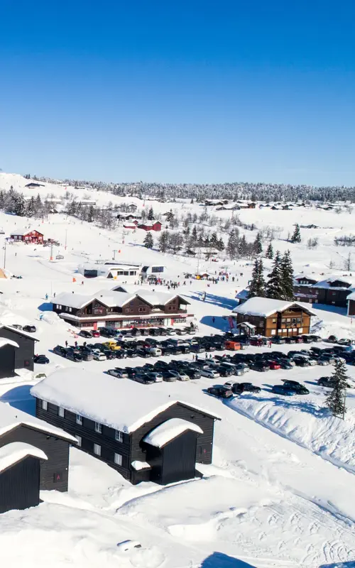 Oversiktsbildet av Skeikampen og boligprosjektet Skitorget.