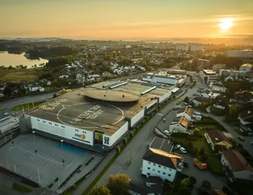 AMFI Madla fasade ovenfra, tatt med drone