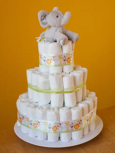 Gender neutral diaper cake.
