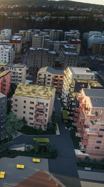 Oversiktsbilde over alle byggetrinn i Skårerløkka