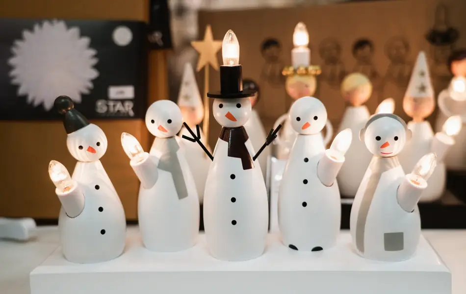 adventsstake formet som snømenn