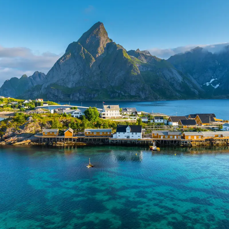 Lofoten is an archipelago in the county of Nordland, Norway. Is known for a distinctive scenery with dramatic mountains and peaks, open sea and sheltered bays, beaches and untouched lands.