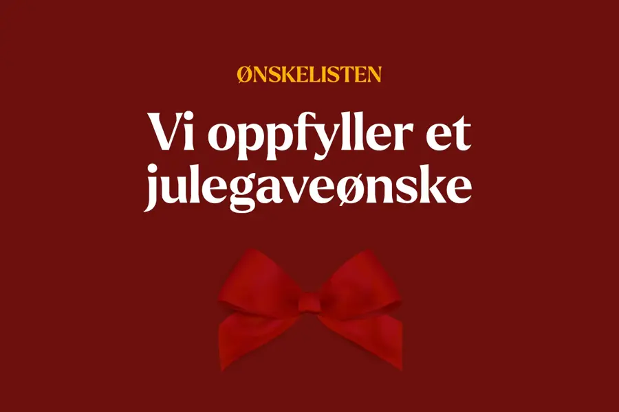 Grafisk bilde med teksten "Vi oppfyller et julegaveønske"