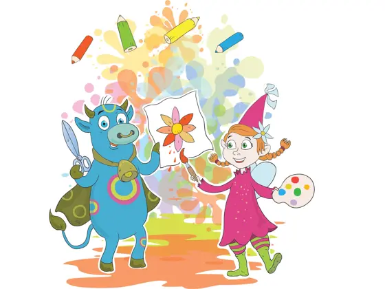 Amfelia og Oskar tegner og maler