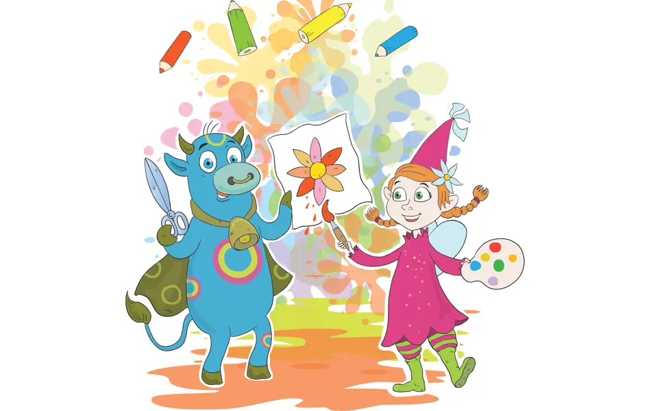 Amfelia og Oskar tegner og maler