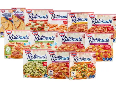 Utvalg av frosne Dr. Oetker Ristorante-pizzaer