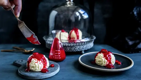 Panna Cotta hjerner til halloween