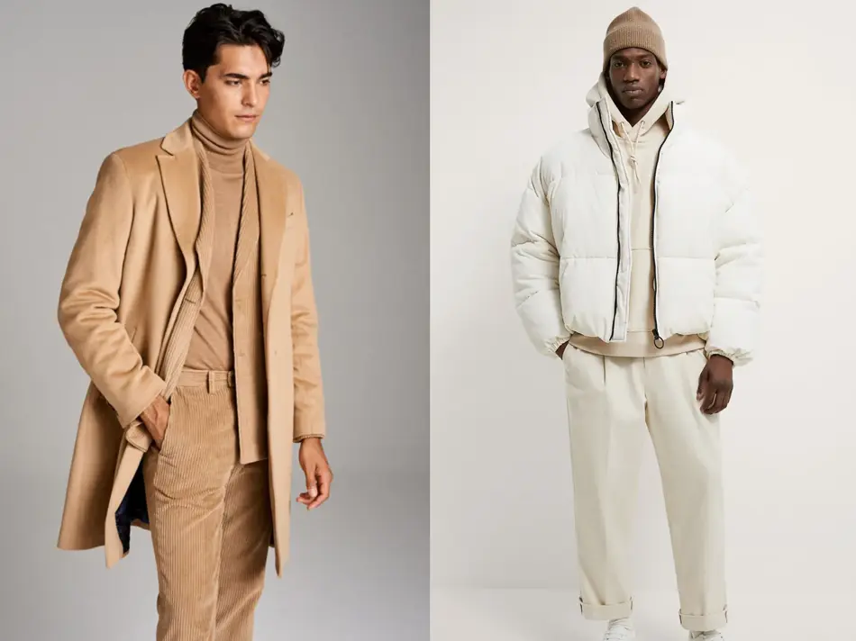 En herre med et beige antrekk og en herre med et hvitt antrekk