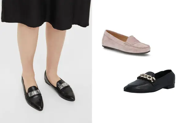 kollasj av tre par mokasiner