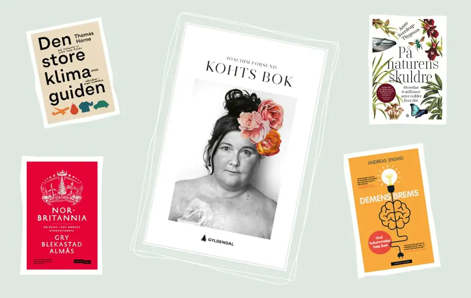 Produktbilde av bøkene: Den Store Klimaguiden, Nor-Britannia, Kohts Bok, På naturens skuldre og Demens Brems