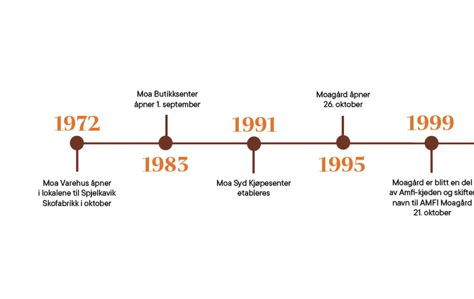 tidslinje AMFI Moas historie