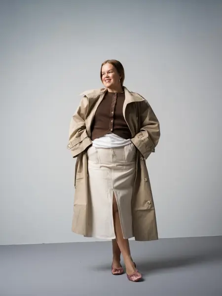 Gina Tricot trenchcoat 999 Message cardigan 699 Olivias Verden skjørt 1299 Zara ballerinas 399-3