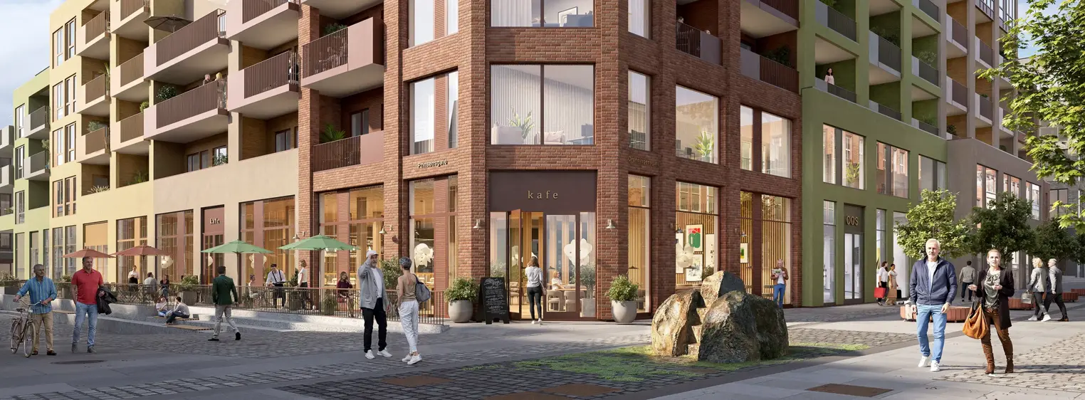 Dronningskvartalet-Trinn-1_Eksteriør_Miljøbilde_v3_Plyo