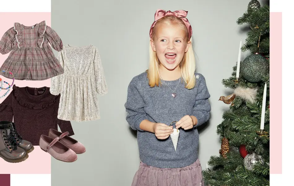 Bilde av festpyntede barn og barneklær