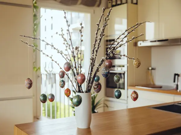 Easter twigs with origami papered eggs