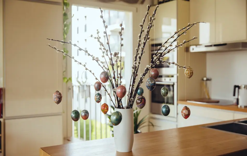 Easter twigs with origami papered eggs