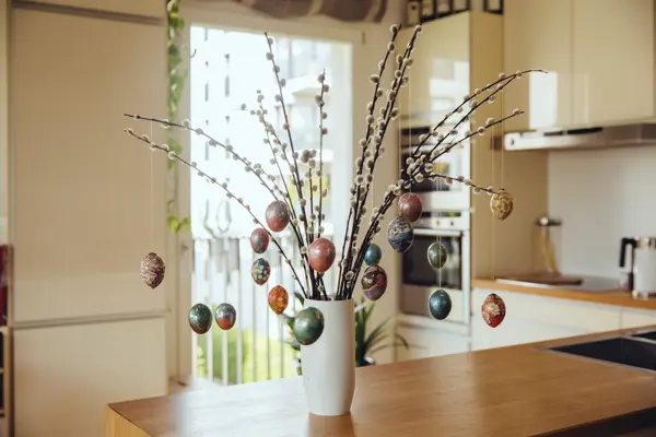 Easter twigs with origami papered eggs