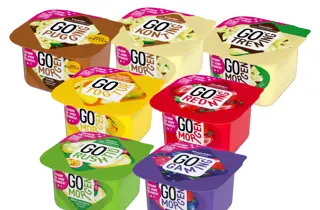 Utvalg av yoghurt fra Go'morgen i ulike smaker.