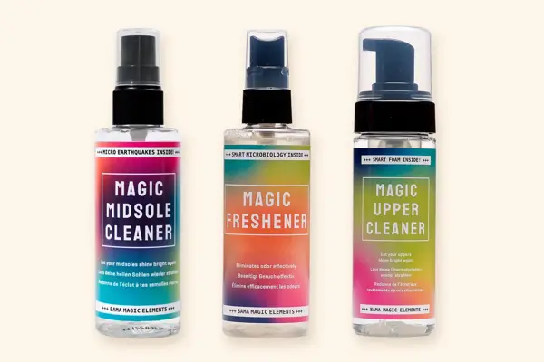 Kollasj med produkter til skopleie