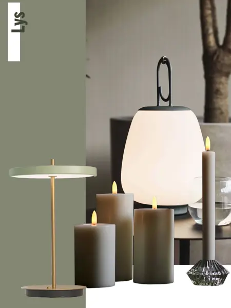 Kollasj av lamper og lys