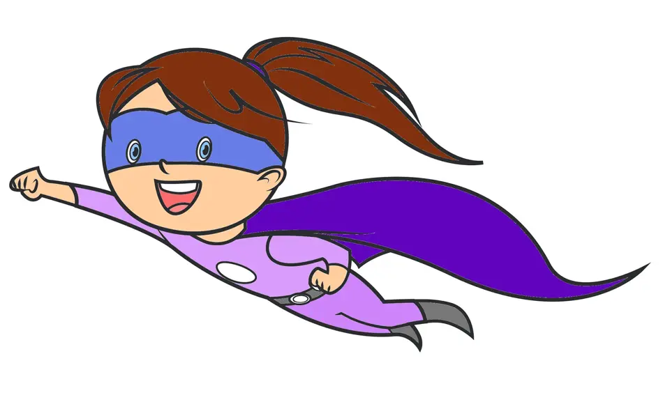 Fargelagt tegning av supermamma