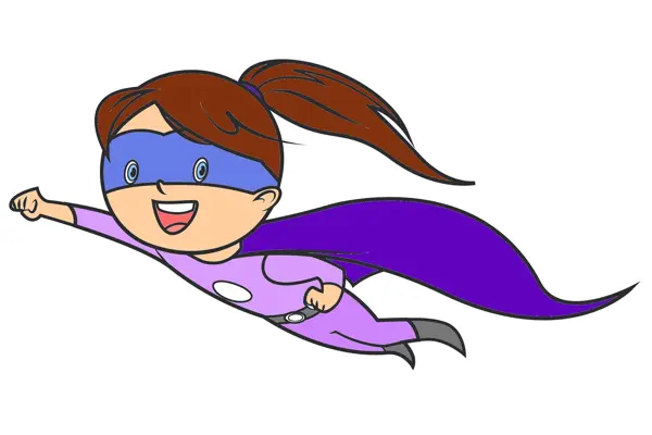 Fargelagt tegning av supermamma