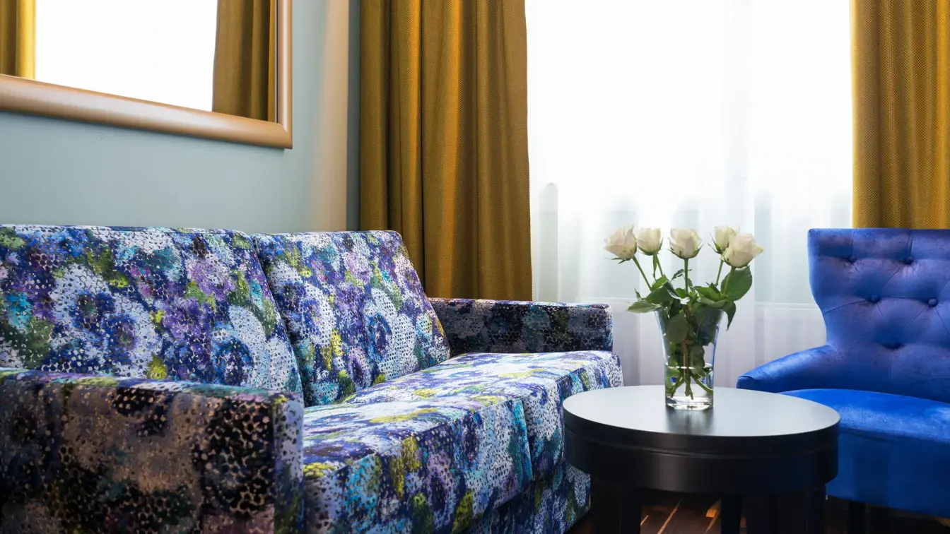 Sittegruppe i familierom på Thon Hotel Orion i Bergen sentrum. 