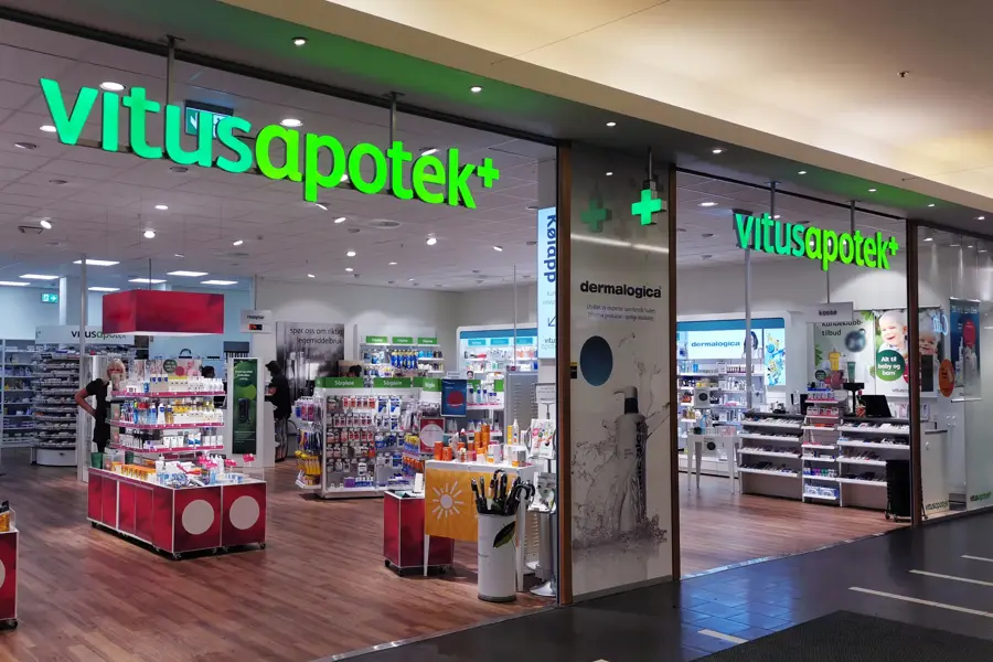 Butikkfasaden til Vitus apotek på Jessheim Storsenter