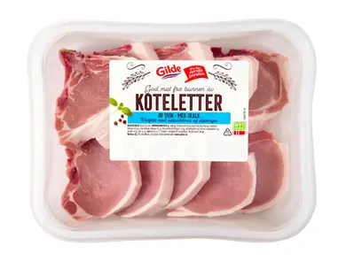 En pakke med svinekoteletter.