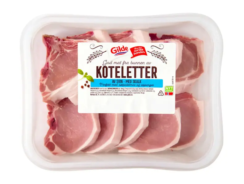 En pakke med svinekoteletter.