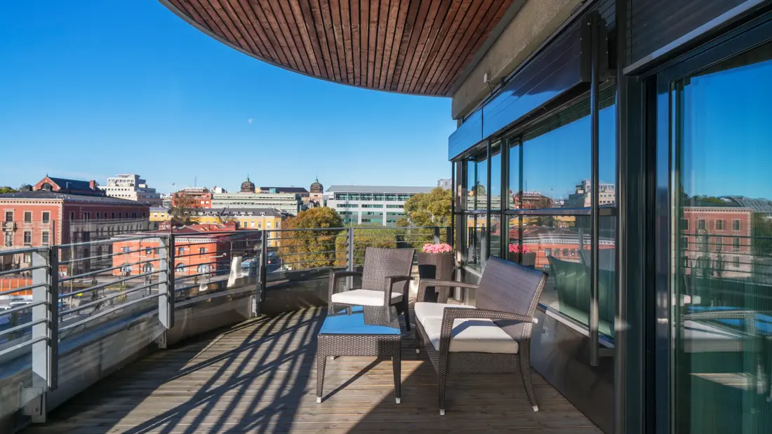 Balkong på Superior Room på Thon Hotel Opera