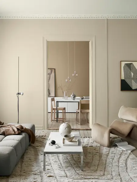 Skandinavisk stue i duse toner